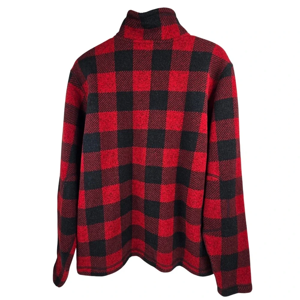 The North Face 1/4 Zip Fleece Gordon Lyons Buffalo Plaid Men L Pullover Red Blck